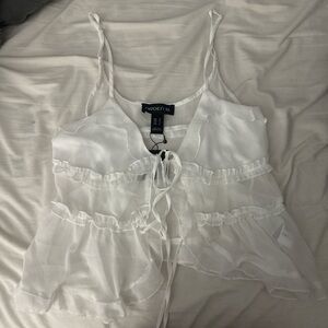 Arden B White Ruffle Top